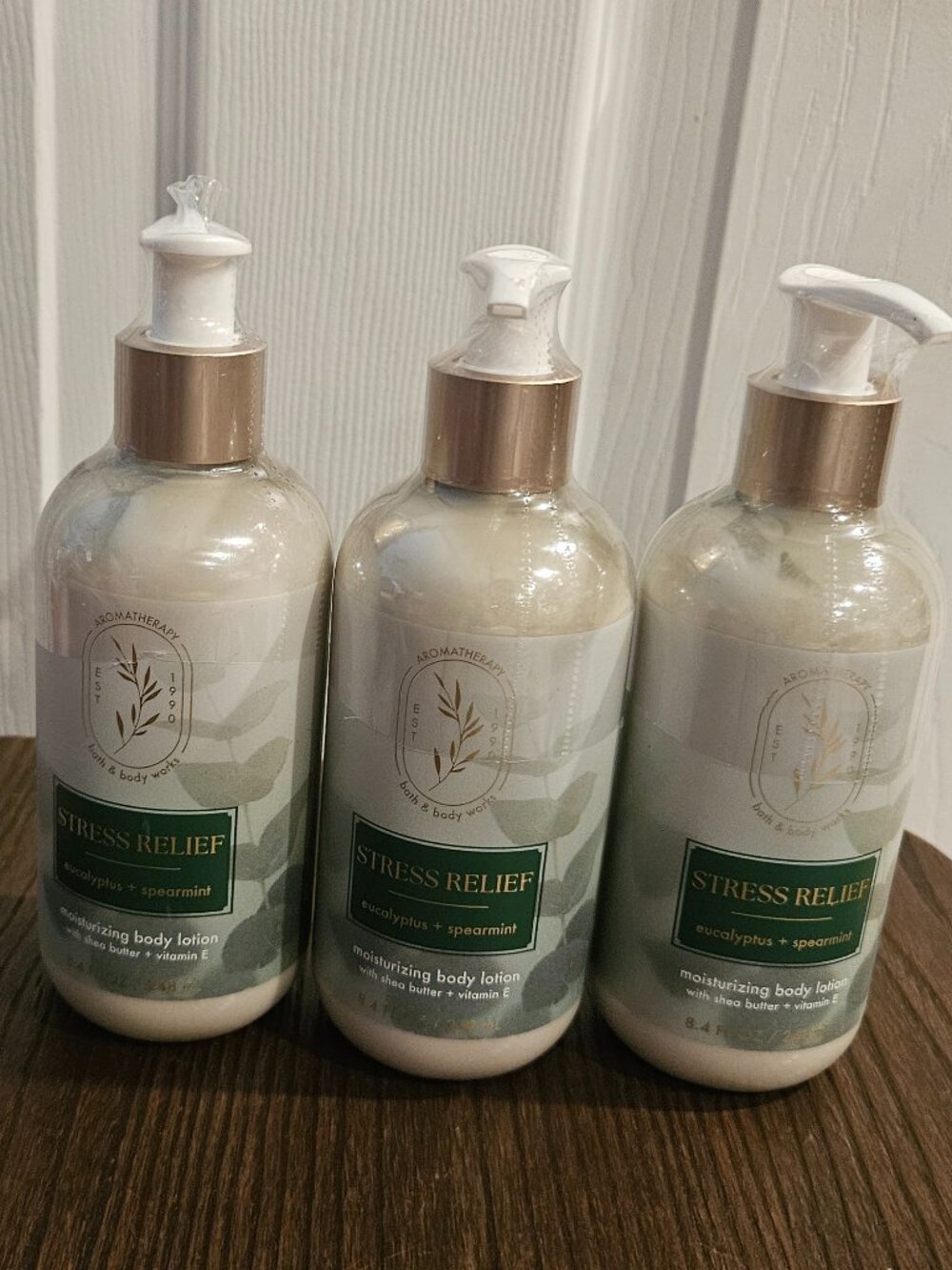 3- BATH & BODY WORKS AROMATHERAPY STRESS EUCALYPTUS SPEARMINT LOTION. SEALED